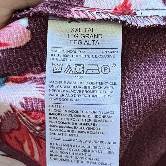 Old Navy Floral Burgundy A-Line Dress XXL Tall Long Sleeve‎ - Picture 7 of 9